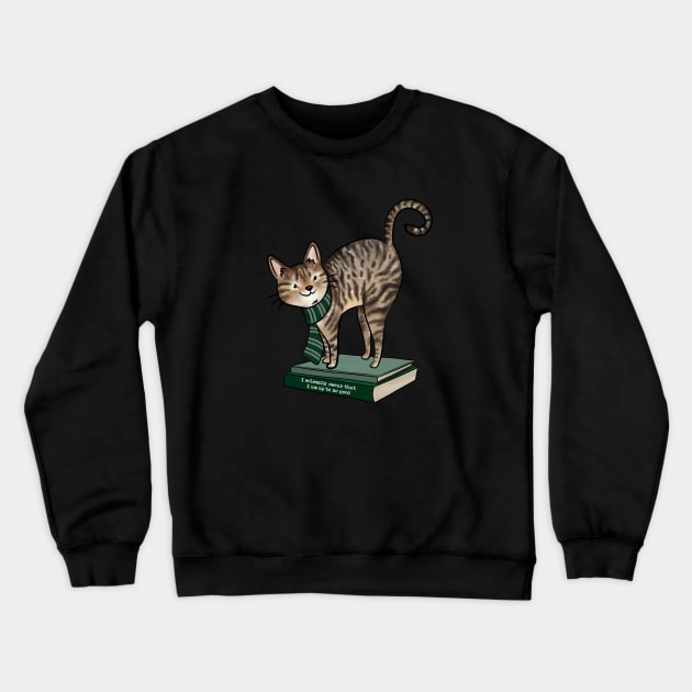 HP Green House Cat, Books and Quote Crewneck Sweatshirt by indiebookster